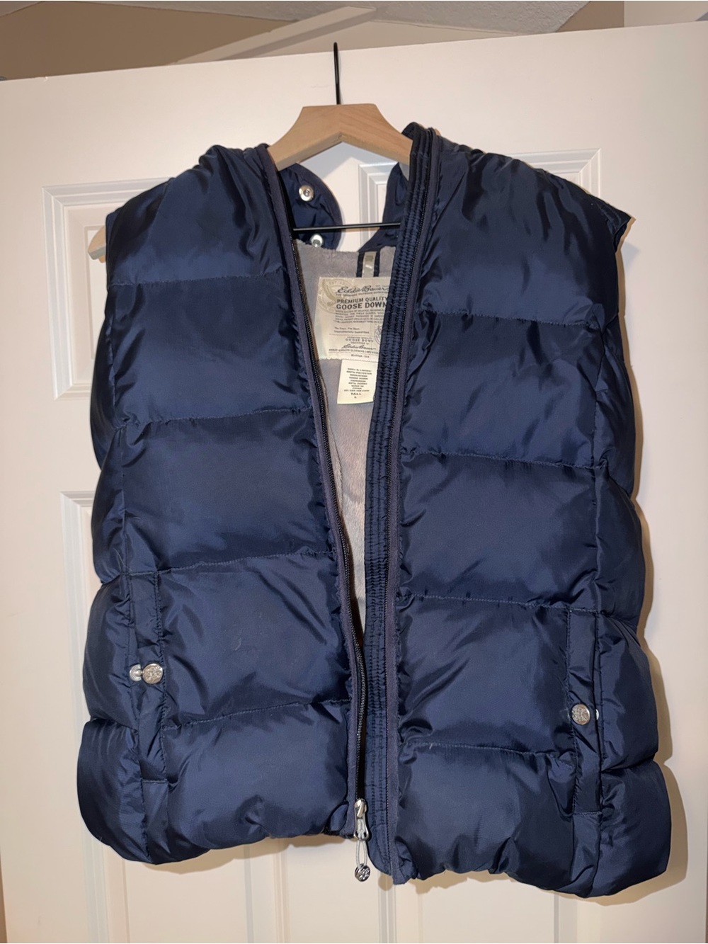 Vintage 90’s Eddie Bauer Goose Down Navy Puffer Vest Unisex size Large Y2K